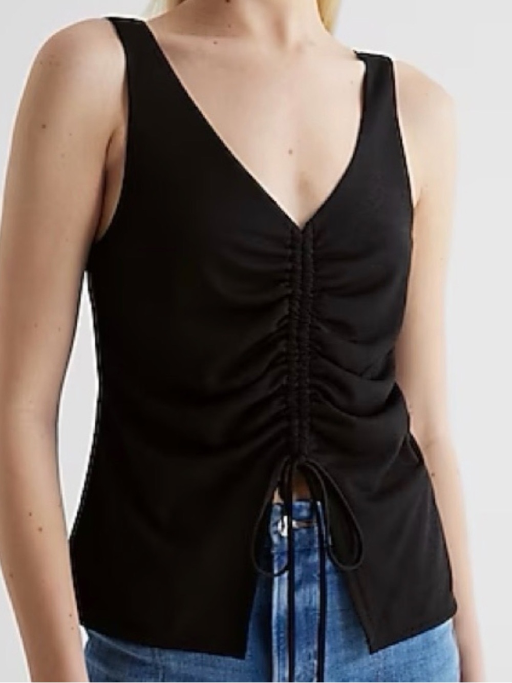 Express Black Front Tie Tank Top Size XL
